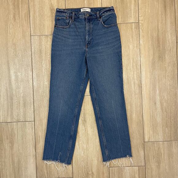 Abercrombie 90s Straight Ultra High Rise Jeans Size 28 Frayed Hem Vintage - Picture 1 of 9